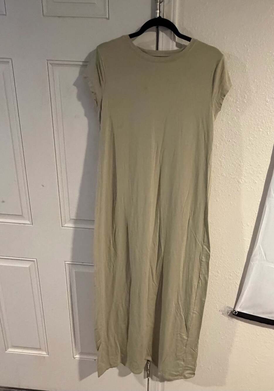 A New Day Short Sleeve Knit Maxi Dress Olive Green Large